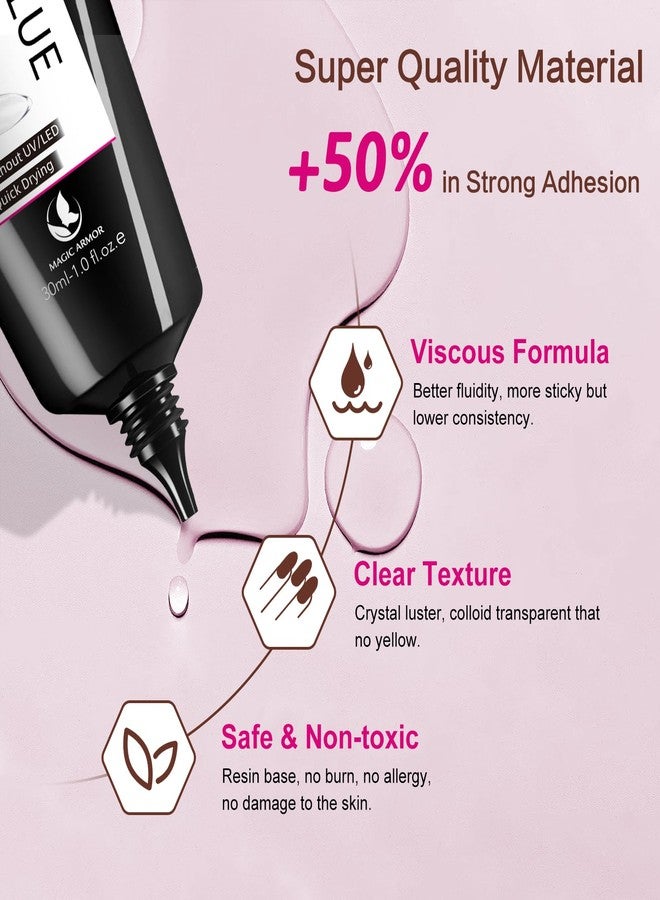 MAGIC ARMOR 30g Semi Solid Nail Glue for Press On Nail, No UV Lamp Need Gel Nail Glue with Cuticle Pusher and Nail File, Quick Drying Gel Long Lasting for Fake Acrylic Nails - Image 3
